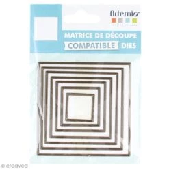 Offres 😉 Dies Géométriques Set De Dies Imbriqués Artemio Petit Format - Carrés - 7,4 Cm- 7 Pcs 💯