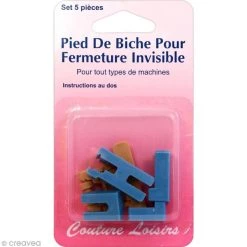 Grosses soldes 🌟 Couture Loisirs Accessoires Machine à Coudre Pied De Biche Pour Fermeture Invisible + 4 Adaptateurs 👏