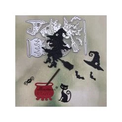 Budget 😀 Dies De Découpe Dies 🎃 Halloween - Sorcière Sur Son Balai Et Autres Objets ⭐