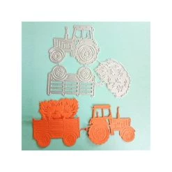 Tout neuf ⭐ AUTRE Dies De Découpe Dies Tracteur Avec Sa Remorque Et La Botte De Paille 🔥
