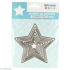 Tout neuf 🎉 Dies Géométriques Set De Dies Imbriqués Artemio Grand Format - Etoiles - 12 Cm- 8 Pcs 👍