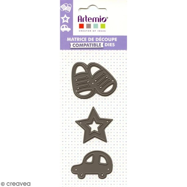 Meilleur prix 💯 Dies De Découpe Dies Artemio Voiture Etoile & Chaussons - 3 Matrices De Découpe 🌟 4 Meilleur prix 💯 Dies De Découpe Dies Artemio Voiture Etoile & Chaussons - 3 Matrices De Découpe 🌟 – Image 2