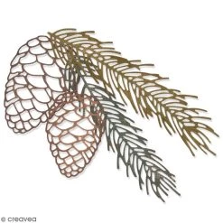 Remise 🔥 Dies Noël Set De Matrices Sizzix Thinlits - Branche De Pin - 4 Pcs 🎉