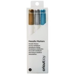 Sortie 🤩 Accessoires Cricut Joy Feutres Métalliques 1 Mm Cricut Joy - Doré, Argenté, Et Bleu - 3 Pcs 🌟