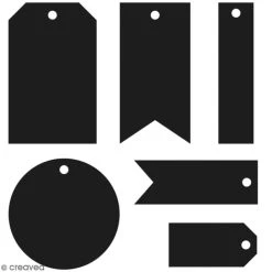 Promo 😉 Dies Tag Die Artemio Etiquettes - 4 X 2 à 6 X 4 Cm - 6 Matrices De Découpe 🎉