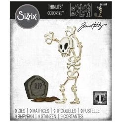Remise ⭐ Dies 🧛 Halloween Matrice Sizzix Thinlits - Squelette Mr Bones - 9 Pcs 🔔